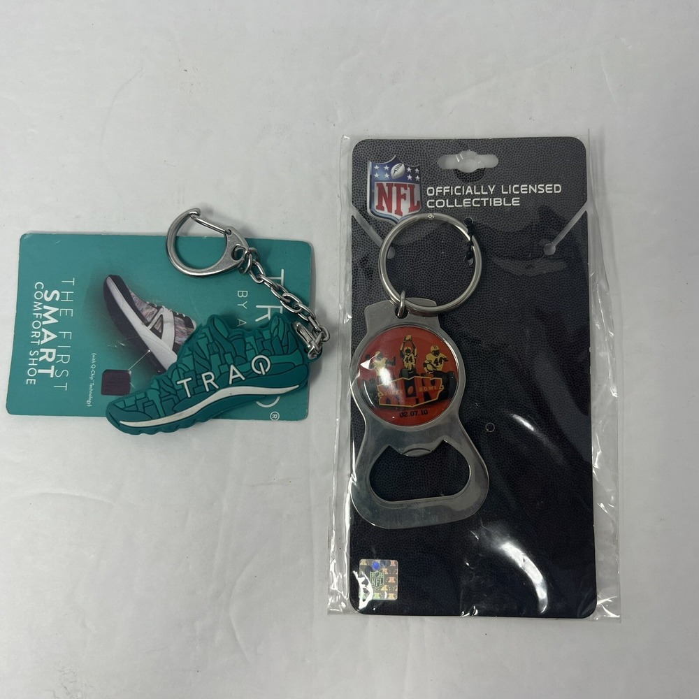 NFL Super Bowl Keychain Bottle Opener XLIV and TRAQ Alegria Keychain Smart  Shoe
